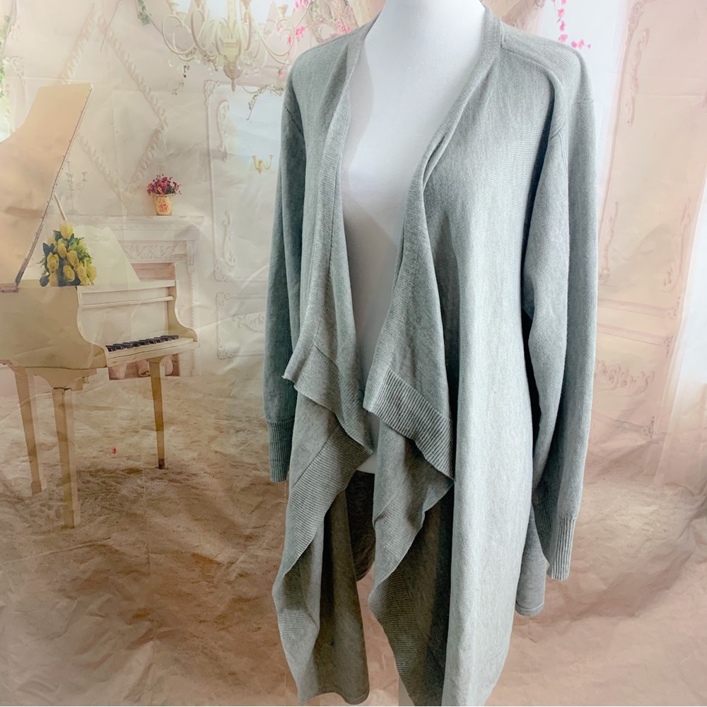 NEW H By Halston Gray Drape Cardigan
